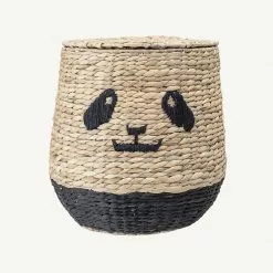 Bloomingville - Panda Storage Basket With Lid In Water Hyacinth