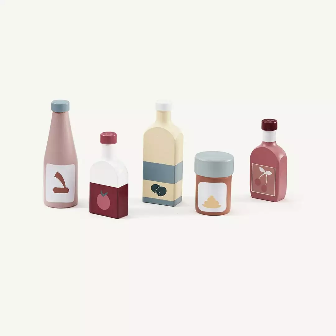 Kids Concept Kid's Concept - KID'S HUB Wooden Toy Condiment Bottle Set 1 Kids Concept Kid's Concept - KID'S HUB Wooden Toy Condiment Bottle Set