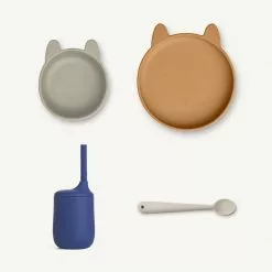 Liewood - Cathy Silicone Baby Feeding Set - Rabbit Mist Multi Mix