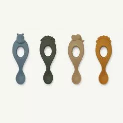 Sale Liewood - Liva Silicone Spoon 4-pack - Safari / Blue Multi Mix