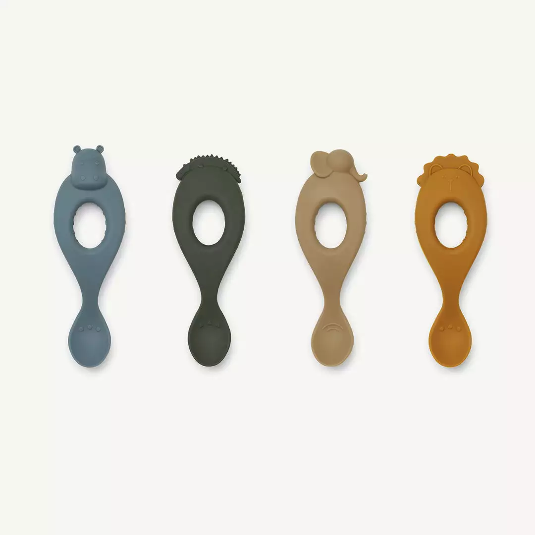 Sale Liewood - Liva Silicone Spoon 4-pack - Safari / Blue Multi Mix 1 Sale Liewood - Liva Silicone Spoon 4-pack - Safari / Blue Multi Mix