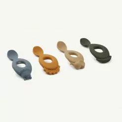 Sale Liewood - Liva Silicone Spoon 4-pack - Safari / Blue Multi Mix