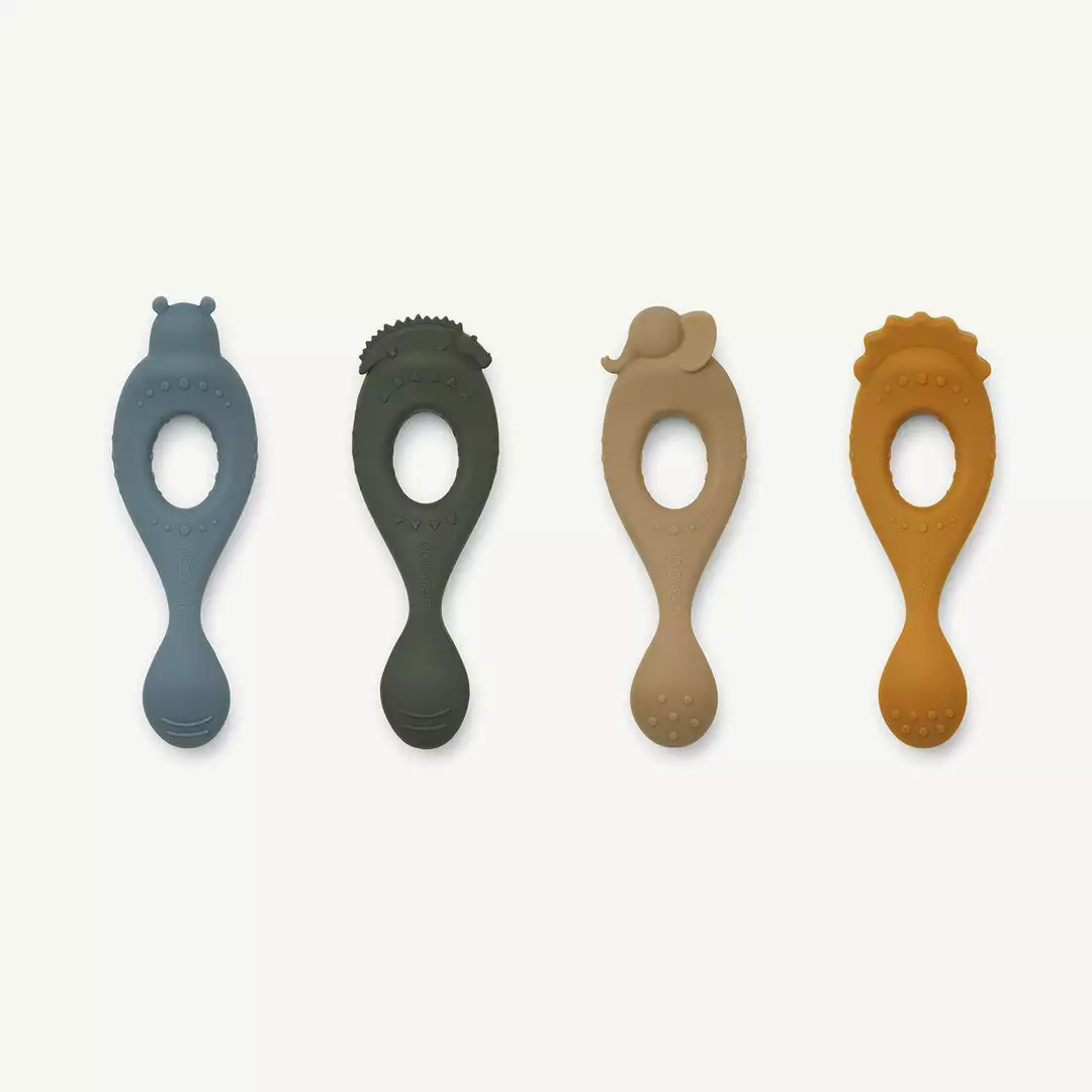 Sale Liewood - Liva Silicone Spoon 4-pack - Safari / Blue Multi Mix 3 Sale Liewood - Liva Silicone Spoon 4-pack - Safari / Blue Multi Mix