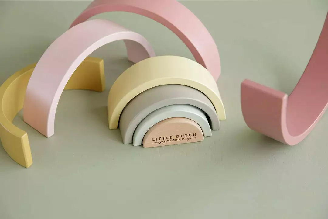 Little Dutch - Wooden Rainbow Stacker Pink 8 Little Dutch - Wooden Rainbow Stacker Pink