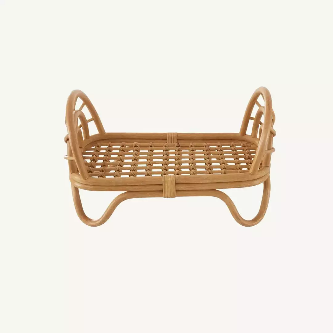 OYOY - Rainbow Rattan Dolls Bed 1 OYOY - Rainbow Rattan Dolls Bed