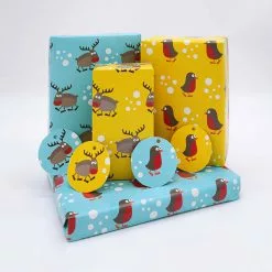 The LittleGreen Wrapping Company Reindeer & Robins Recyclable Wrapping Paper & Tags